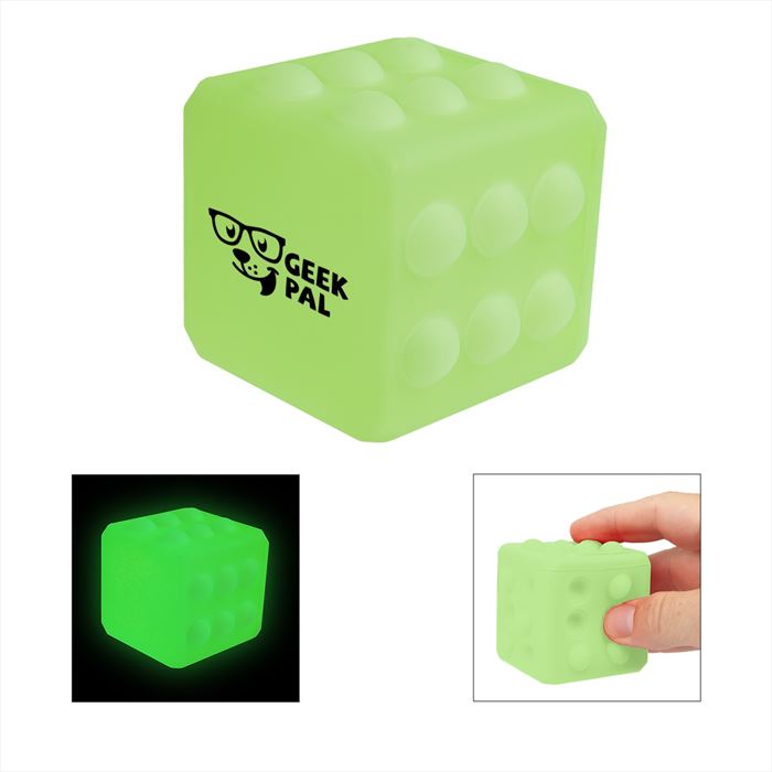TH80052 Glow-In-The-Dark Push Pop Cube with Custom Imprint